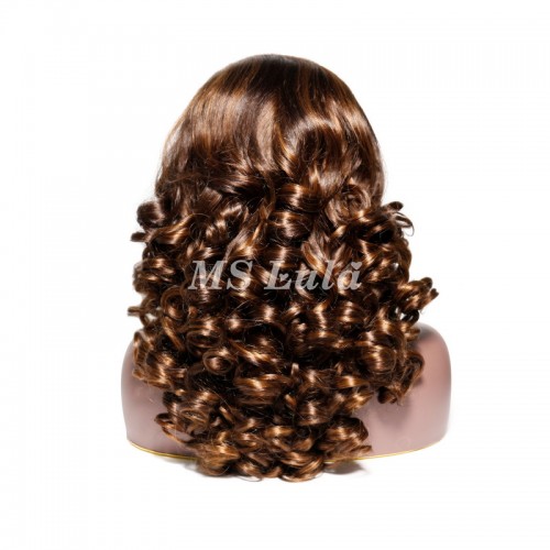 #4/30 Double Drawn Bouncy Curl 13x4 Transparent Lace Full Frontal 300% Density Wig | Human Hair Wig | Lace Front